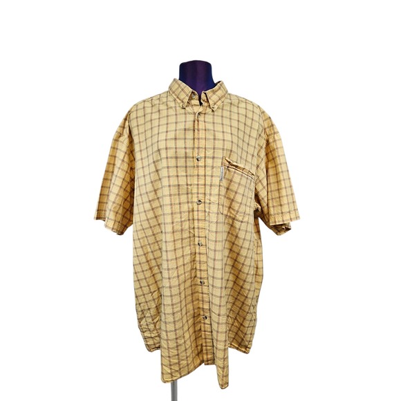 Columbia Mens 3XT Tall Yellow Plaid Button Down Short Sleeve Shirt H37‎ - Picture 2 of 8